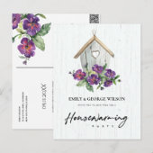 TIMBER WOOD FLORAL BIRD HUUSE HOUSEWARMING Party Briefkaart (Voorkant / Achterkant)