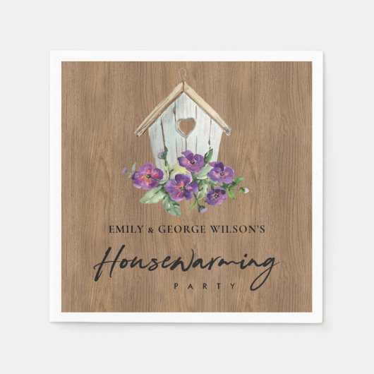 TIMBER WOOD FLORAL BIRD HUUSE HOUSEWARMING Party Servet (Voorkant)