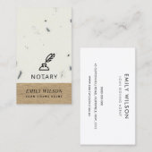 TIMBER WOOD GLAZED SPECKLED FEATHER NIB NOTARY VISITEKAARTJE (Voorkant / Achterkant)