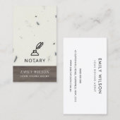 TIMBER WOOD GLAZED SPECKLED FEATHER NIB NOTARY VISITEKAARTJE (Voorkant / Achterkant)