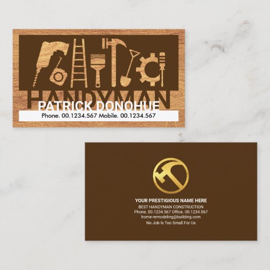 Timber Wood Handyman Tools Lijst Visitekaartje (Voorkant / Achterkant)
