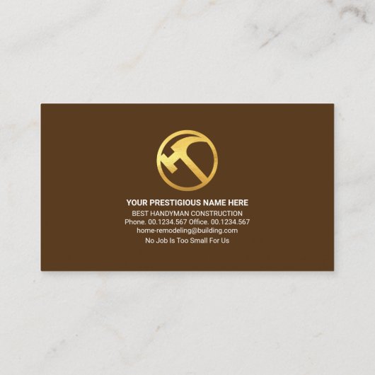 Timber Wood Handyman Tools Lijst Visitekaartje (Achterkant)