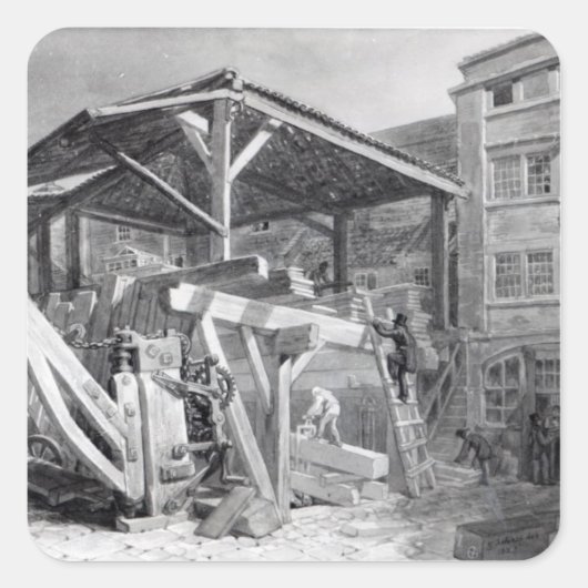 Timber Yard, Finsbury, 1825 Vierkante Sticker (Voorkant)