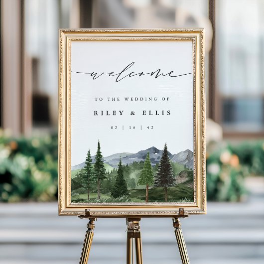 Timberline | Bergbos Bruiloft Welkomstbord Poster
