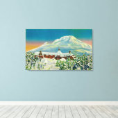Timberline Lodge in de winter te Mt Hood Canvas Afdruk (Insitu (Houten vloer))