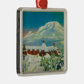 Timberline Lodge in de winter te Mt Hood Metalen Ornament (Rechts)