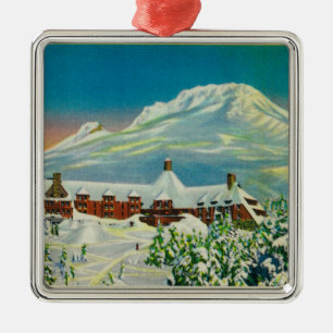 Timberline Lodge in de winter te Mt Hood Metalen Ornament