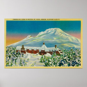 Timberline Lodge in de winter te Mt Hood Poster