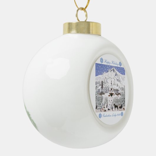 Timberline Lodge-kerstboomornament Snowflake Keramische Bal Ornament (Links)