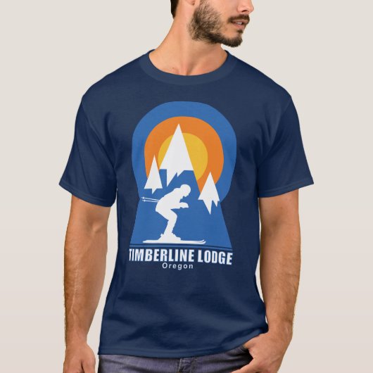 Timberline Lodge Ski Sunset Retro T-shirt (Voorkant)