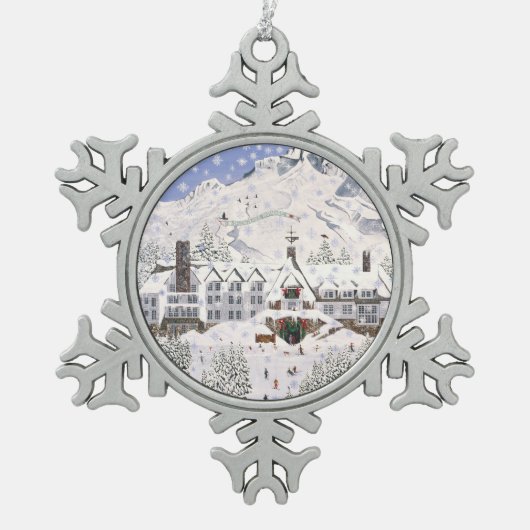 Timberline Lodge Tin Sneeuwvlok Ornament (Voorkant)
