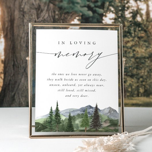 Timberline | Mountain Forest Wedding Memorial Sign Poster