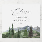 Timberline | Watercolor Bergbos Bruiloft Bier Etiket (Enkel label)
