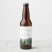 Timberline | Watercolor Bergbos Bruiloft Bier Etiket (Voorkant)