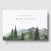 Timberline | Watercolor Bergbos Bruiloft Gastenboek (Voorkant)