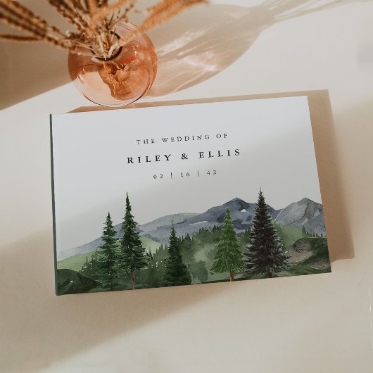 Timberline | Watercolor Bergbos Bruiloft Gastenboek