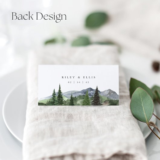 Timberline | Watercolor bos- en bergtrouwdag Plaatskaartje
