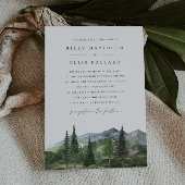 Timberline | Watercolor Forest & Mountain Wedding Kaart