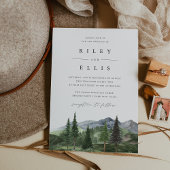 Timberline | Watercolor Forest Mountain Wedding Kaart