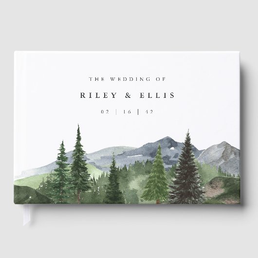 Timberline | Watercolor Mountain Forest Wedding Gastenboek (Voorkant)
