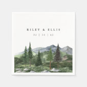 Timberline | Watercolor Mountain Forest Wedding Servet (Voorkant)
