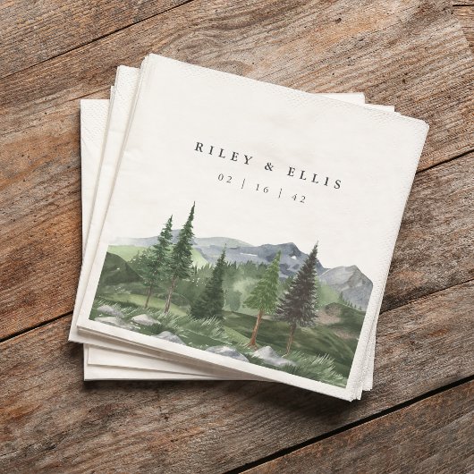 Timberline | Watercolor Mountain Forest Wedding Servet