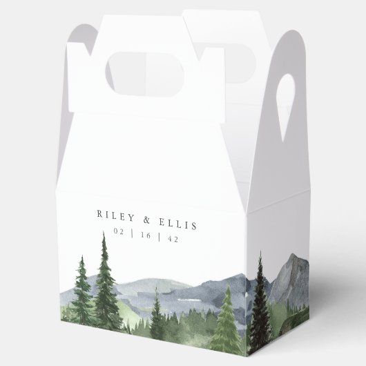Timberline | Watercolor Mountain Wedding Bedankdoosjes (Geopend)
