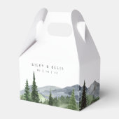 Timberline | Watercolor Mountain Wedding Bedankdoosjes (Voorkant Zijde)