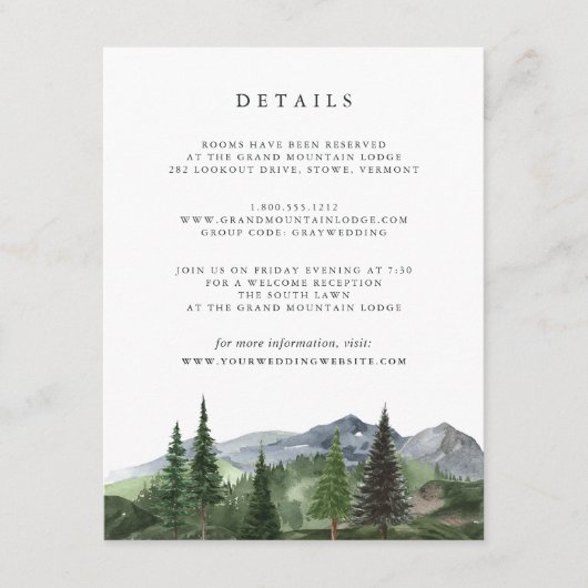 Timberline | Wedding Guest Details Enclosure Card Informatiekaartje (Voorkant)