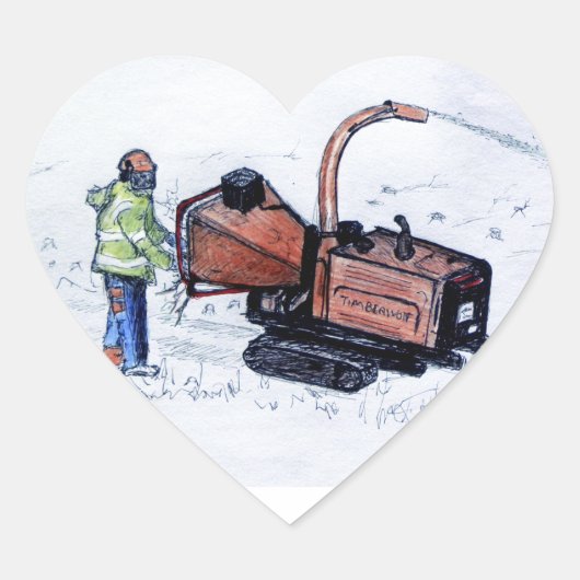 Timberwolf-houtchipper Hart Sticker (Voorkant)