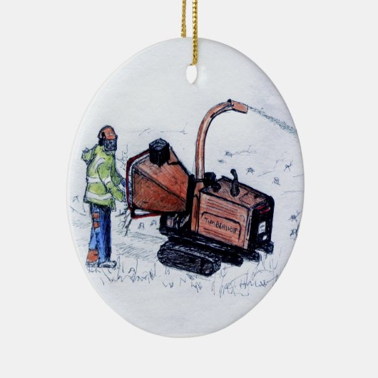 Timberwolf-houtchipper Keramisch Ornament (Rechts)