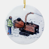Timberwolf-houtchipper Keramisch Ornament (Voorkant)