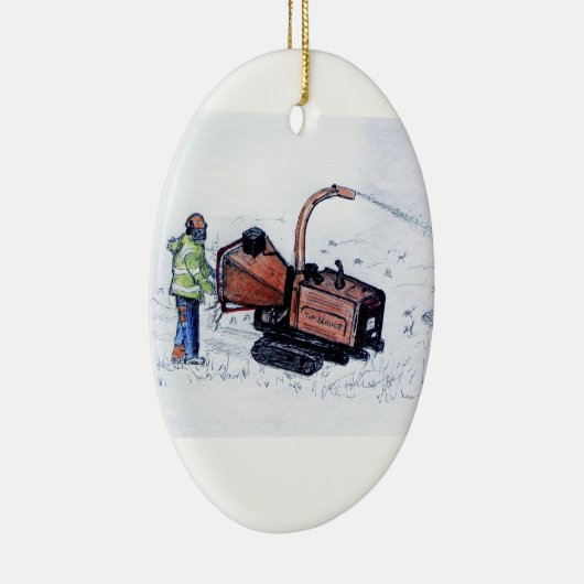 Timberwolf-houtchipper Keramisch Ornament (Rechts)