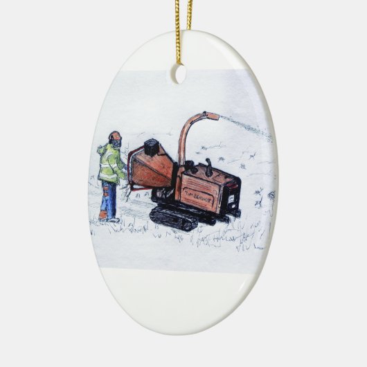 Timberwolf-houtchipper Keramisch Ornament (Links)