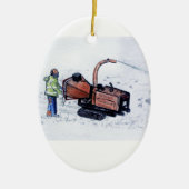 Timberwolf-houtchipper Keramisch Ornament (Voorkant)