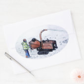 Timberwolf-houtchipper Ovale Sticker (Envelop)