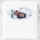 Timberwolf-houtchipper Ovale Sticker (Tas)