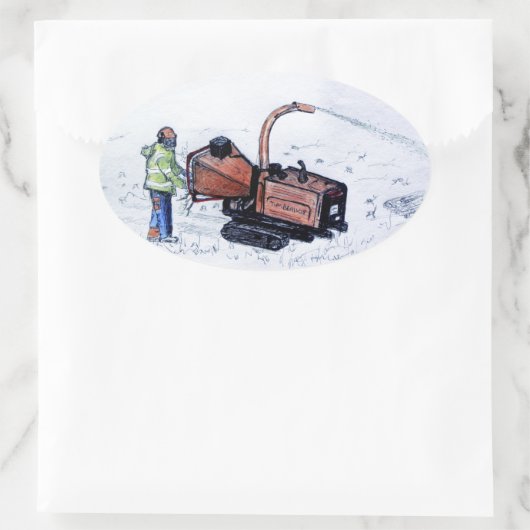 Timberwolf-houtchipper Ovale Sticker (Tas)