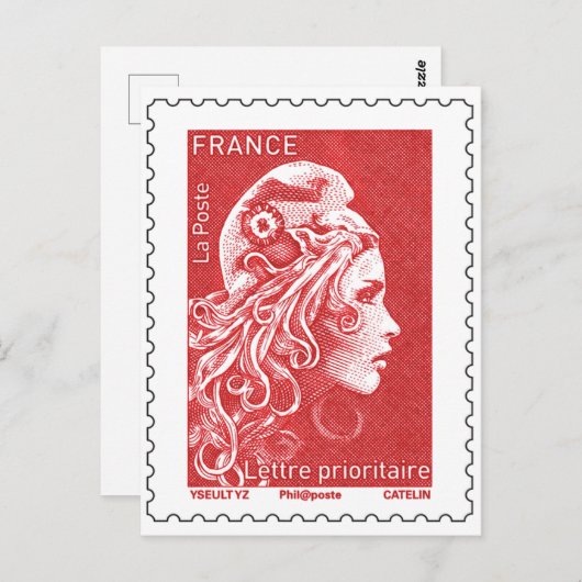 Timbre Marianne Briefkaart (Voorkant / Achterkant)