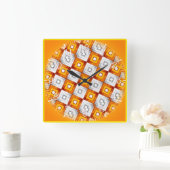 Time and illustrated art on your wall. vierkante klok (Huis)