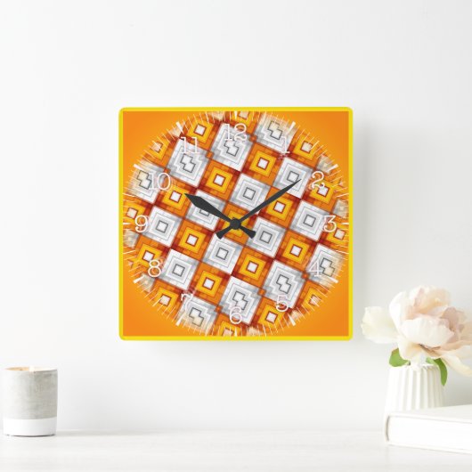 Time and illustrated art on your wall. vierkante klok (Huis)