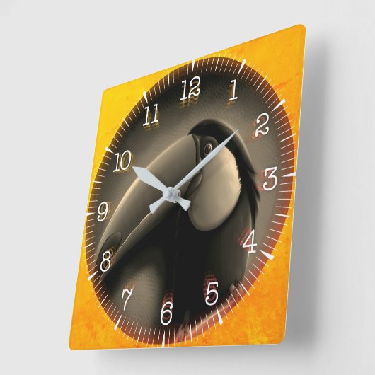 Time and illustrated art on your wall. vierkante klok (Hoek)