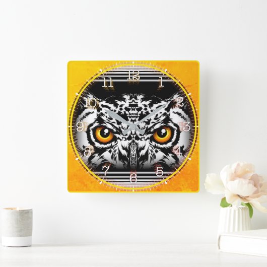 Time and illustrated art on your wall. vierkante klok (Huis)