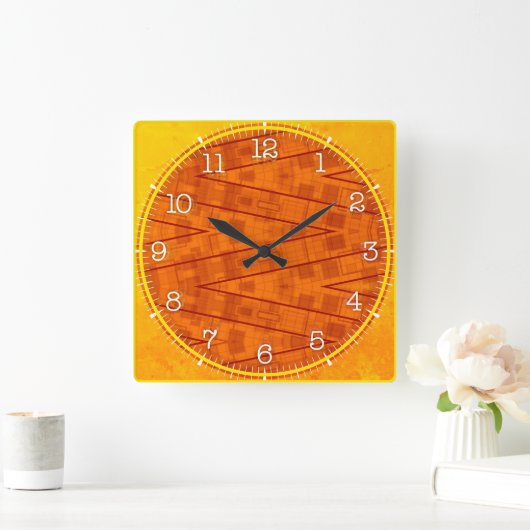 Time and illustrated art on your wall. vierkante klok (Huis)