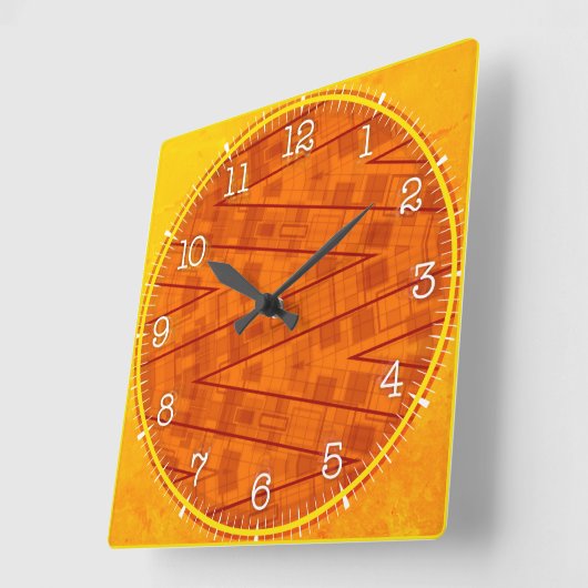 Time and illustrated art on your wall. vierkante klok (Hoek)