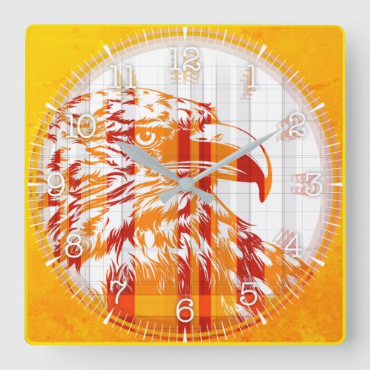 Time and illustrated art on your wall. vierkante klok (Voorkant)