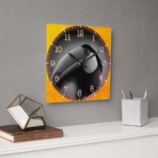 Time and illustrated art on your wall. vierkante klok