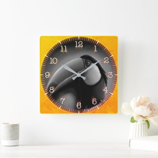 Time and illustrated art on your wall. vierkante klok (Huis)