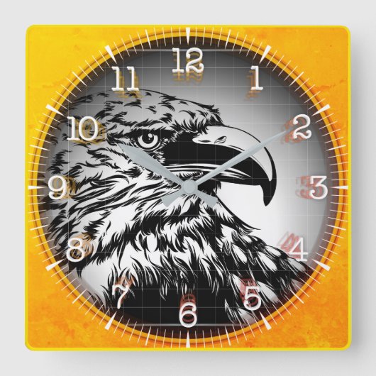 Time and illustrated art on your wall. vierkante klok (Voorkant)