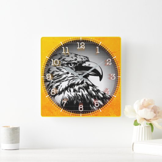 Time and illustrated art on your wall. vierkante klok (Huis)